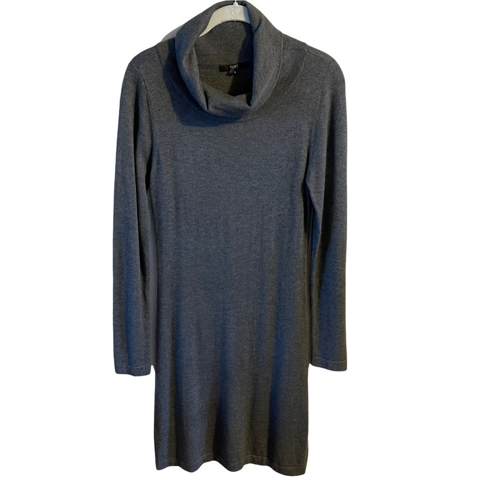 Tart long sleeve cowl neck sweater dress gray part cashmere size small NWOT
